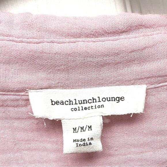 Beach Lunch Lounge Pink Crinkle Shirt, Button Down Blouse, Anthropology, Size M - Picture 4 of 10